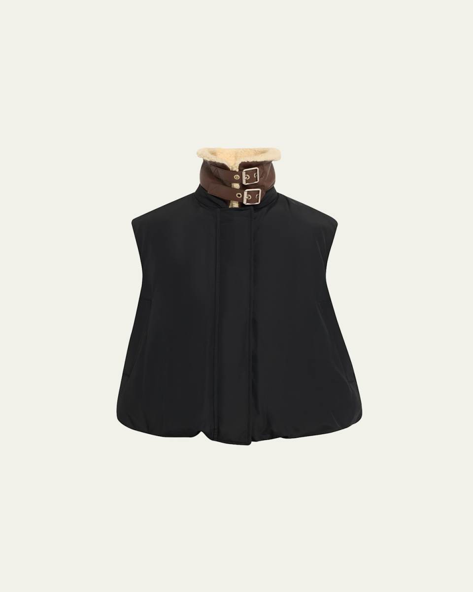 Shearling Collar Puffer Vest